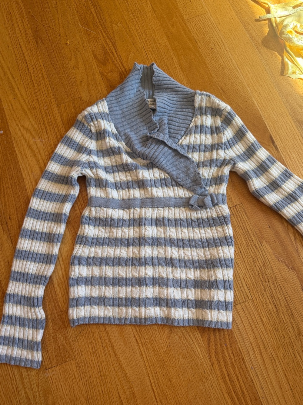 The Children's Place Blue & White Striped Shawl Collar Sweater